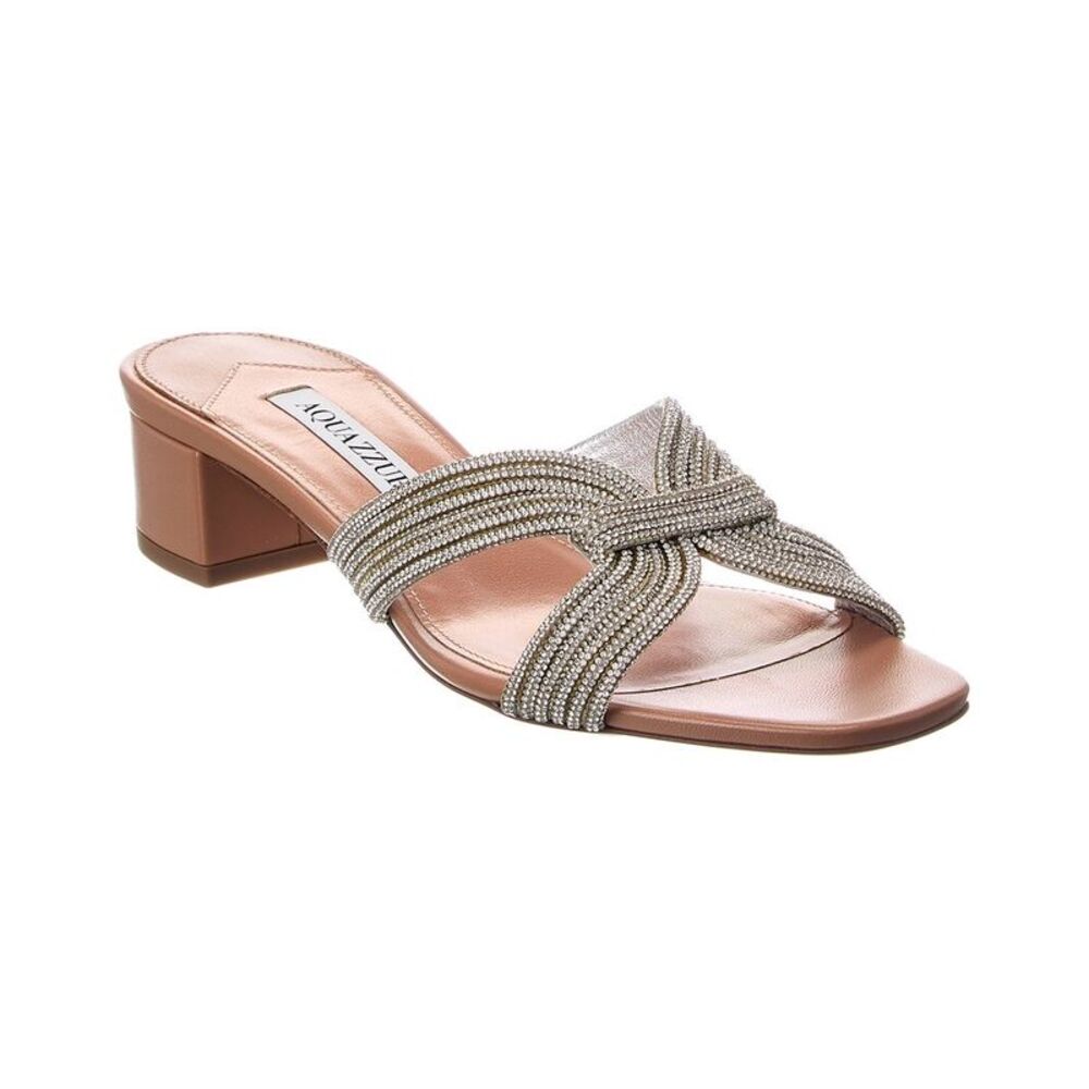 Aquazzura Crystal Muse 35 Leather Sandal, Pink